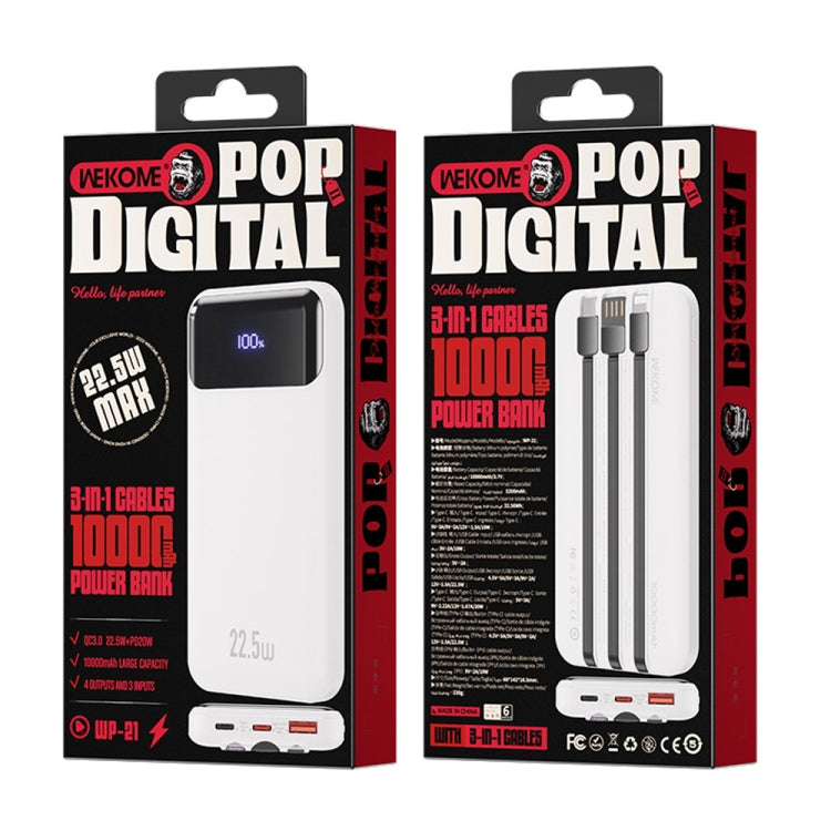 WK WP-21 22.5W 10000mAh Super Fast Charging Power Bank with Cable