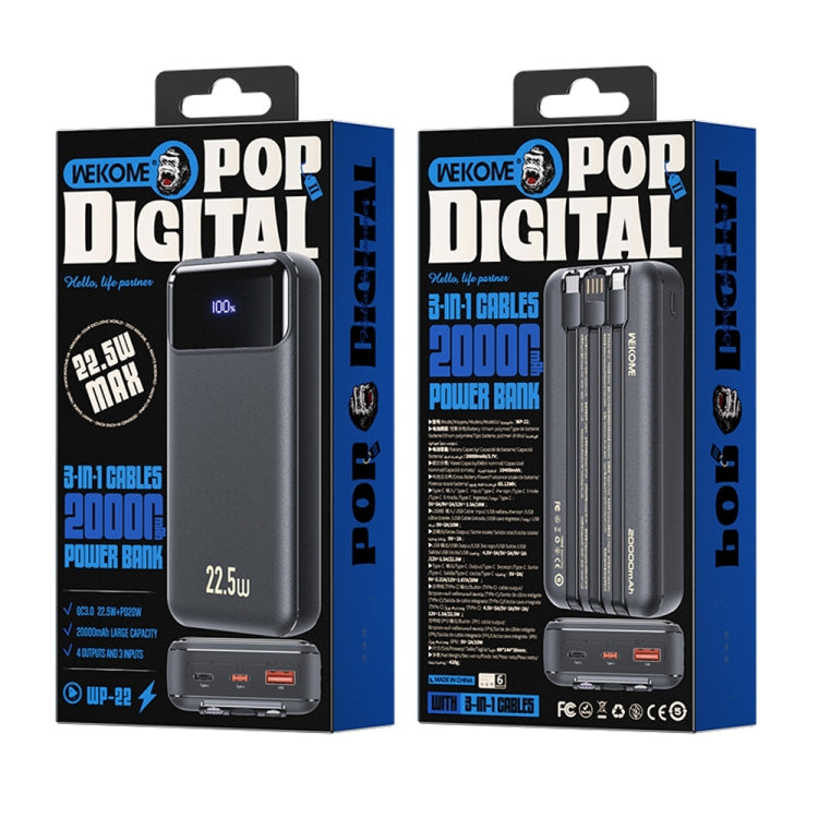 WK WP-22 22.5W 20000mAh Super Fast Charging Power Bank with Cable