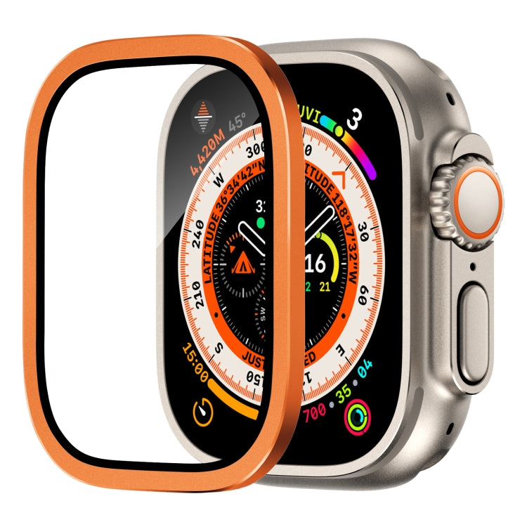 For Apple Watch Ultra 49mm Aluminum Alloy Frame Integrated Tempered Film