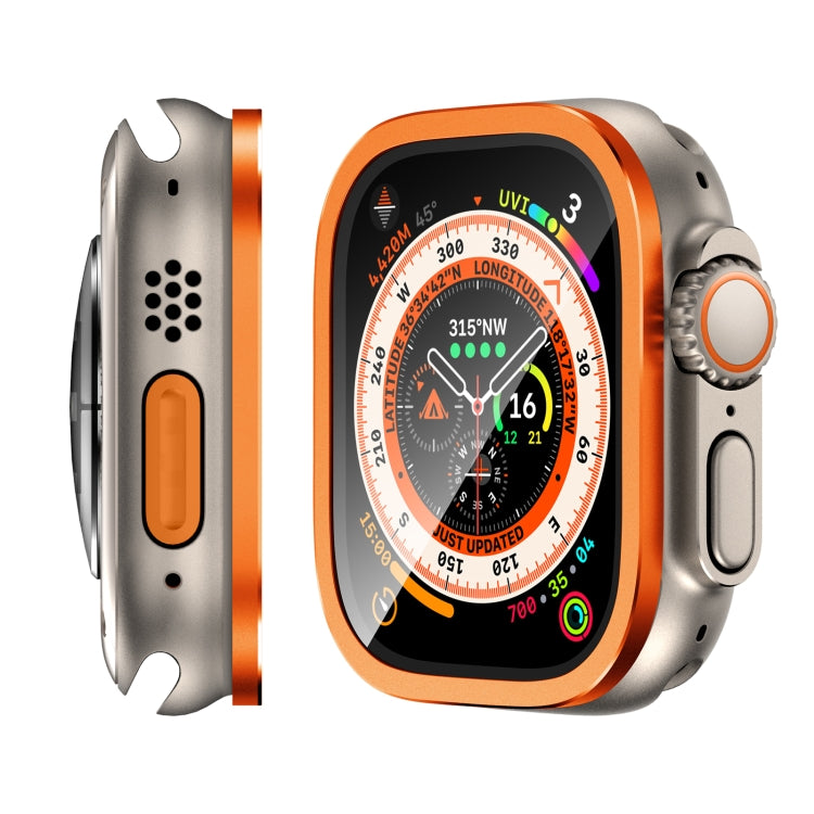 For Apple Watch Ultra 49mm Aluminum Alloy Frame Integrated Tempered Film