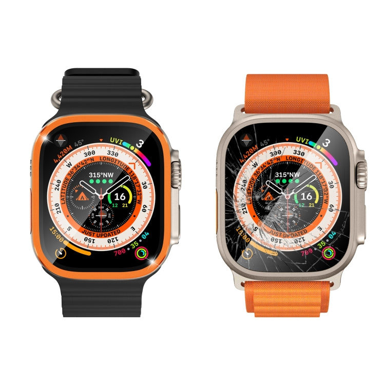 For Apple Watch Ultra 49mm Aluminum Alloy Frame Integrated Tempered Film