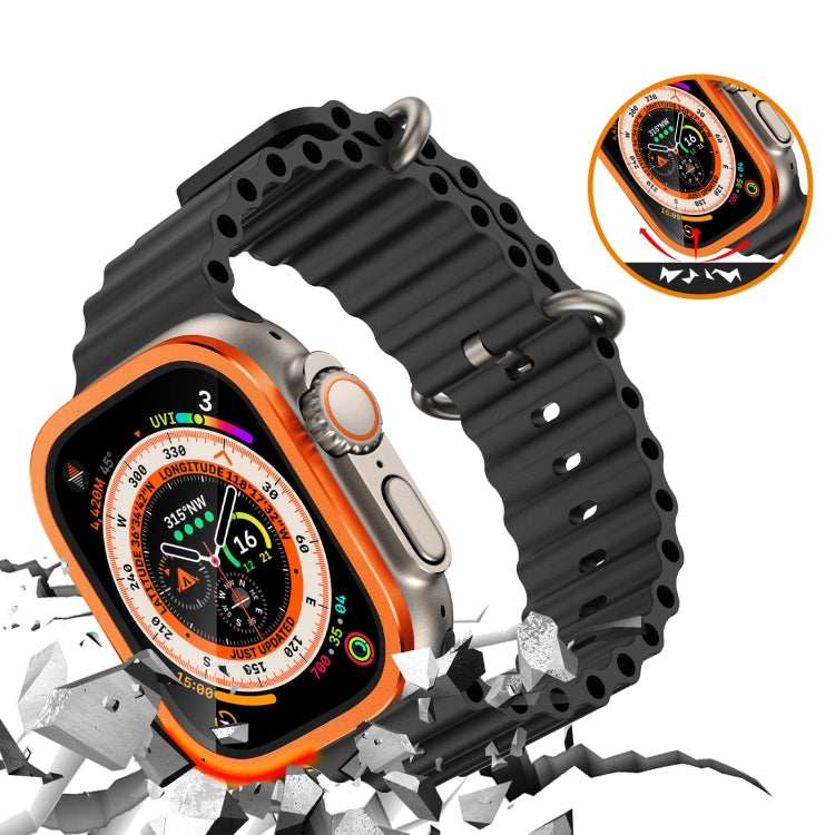 For Apple Watch Ultra 49mm Aluminum Alloy Frame Integrated Tempered Film