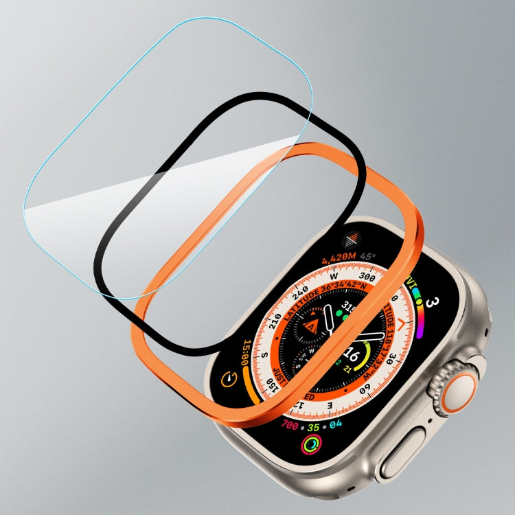 For Apple Watch Ultra 49mm Aluminum Alloy Frame Integrated Tempered Film