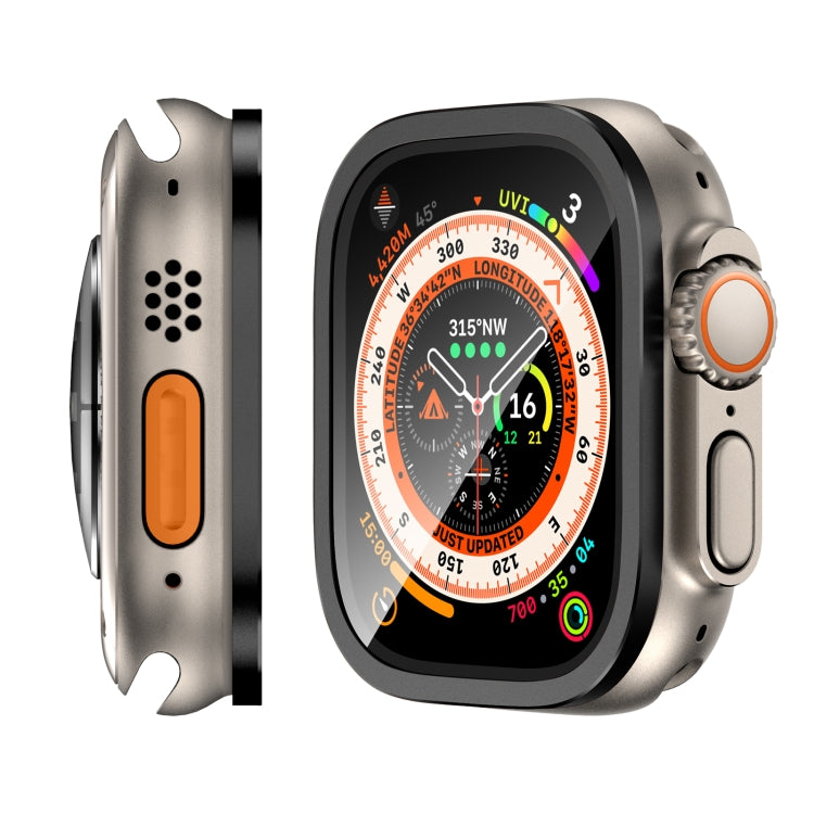 For Apple Watch Ultra 49mm Aluminum Alloy Frame Integrated Tempered Film