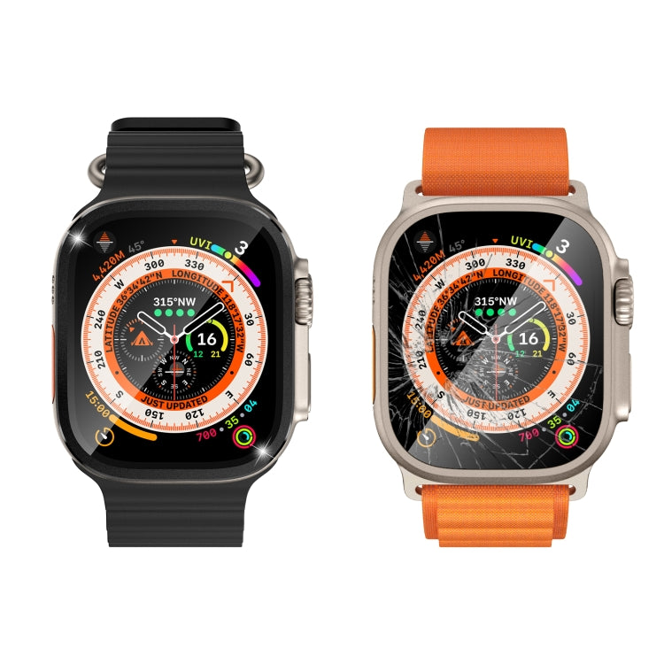 For Apple Watch Ultra 49mm Aluminum Alloy Frame Integrated Tempered Film
