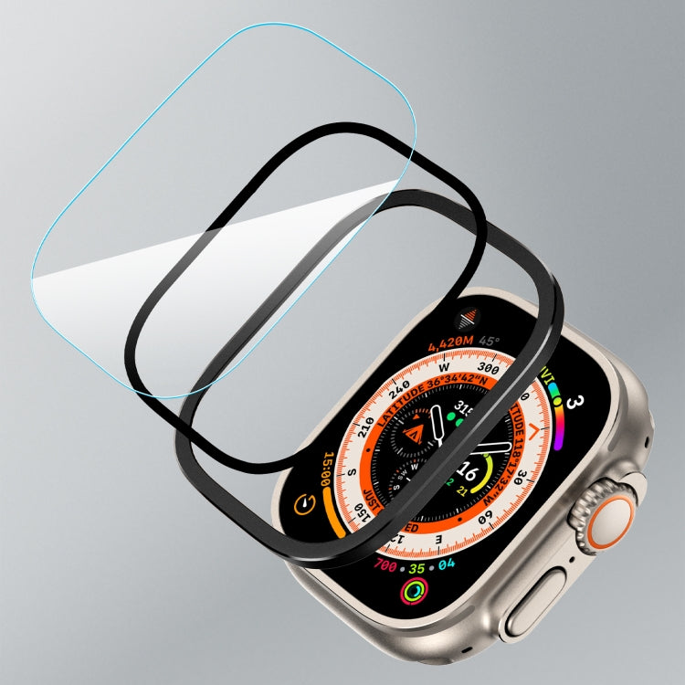 For Apple Watch Ultra 49mm Aluminum Alloy Frame Integrated Tempered Film