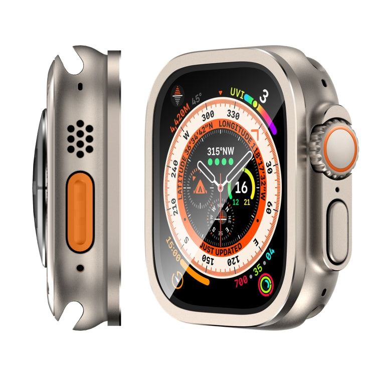 For Apple Watch Ultra 49mm Aluminum Alloy Frame Integrated Tempered Film