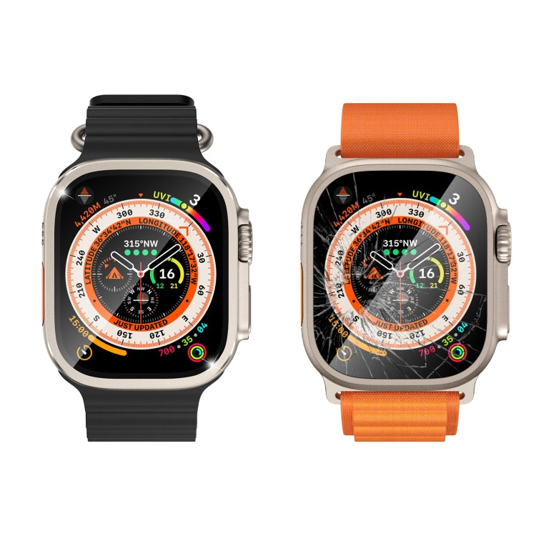 For Apple Watch Ultra 49mm Aluminum Alloy Frame Integrated Tempered Film