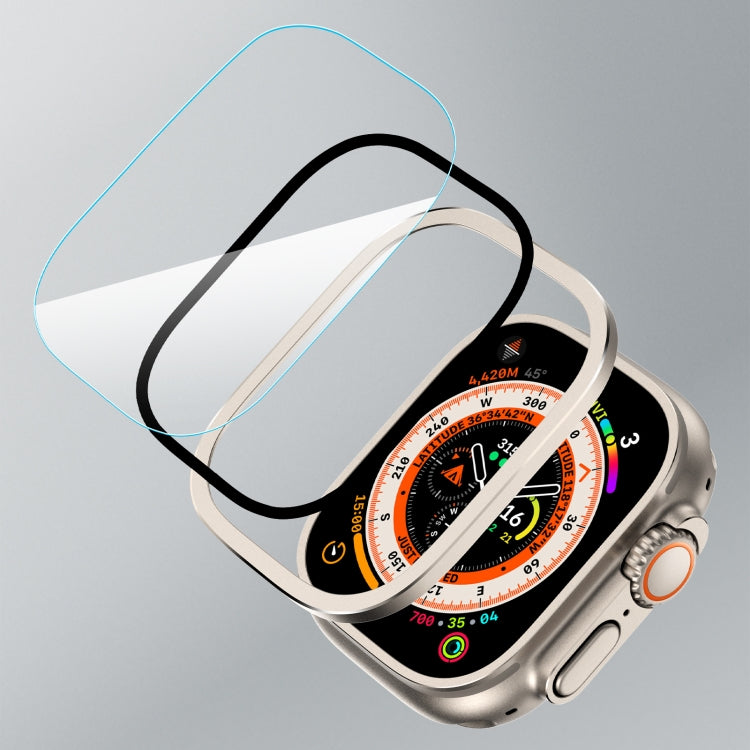 For Apple Watch Ultra 49mm Aluminum Alloy Frame Integrated Tempered Film