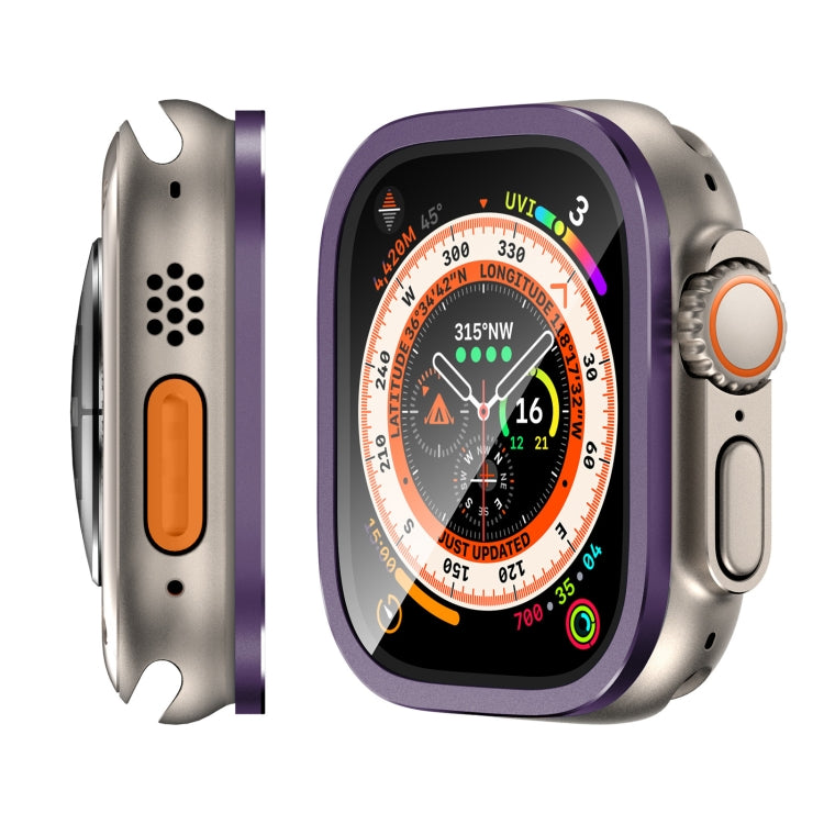 For Apple Watch Ultra 49mm Aluminum Alloy Frame Integrated Tempered Film