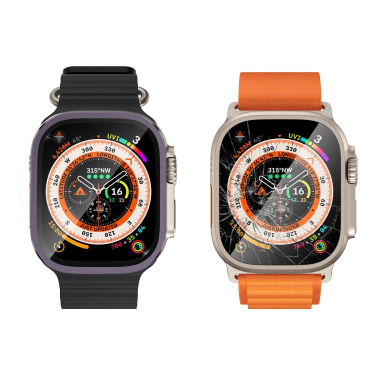 For Apple Watch Ultra 49mm Aluminum Alloy Frame Integrated Tempered Film