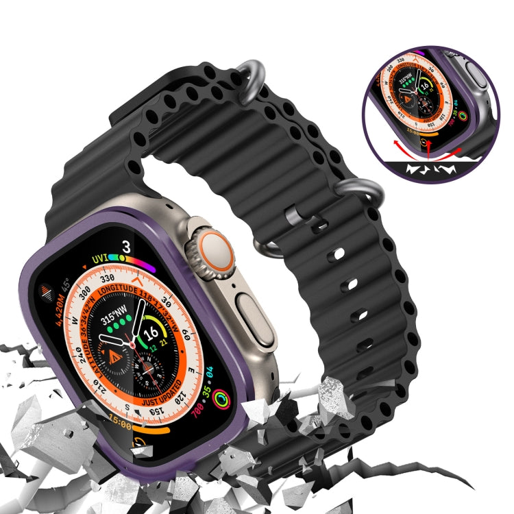 For Apple Watch Ultra 49mm Aluminum Alloy Frame Integrated Tempered Film