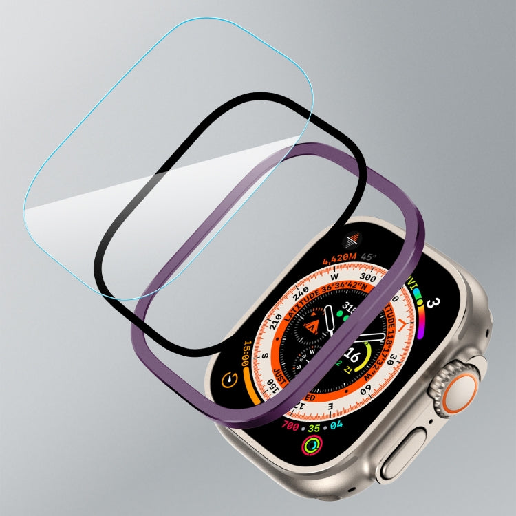 For Apple Watch Ultra 49mm Aluminum Alloy Frame Integrated Tempered Film