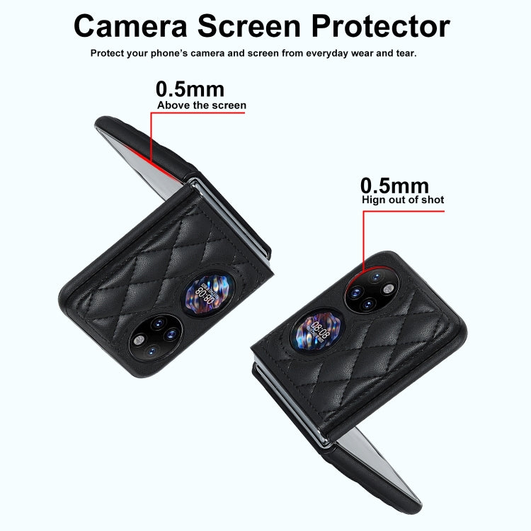 For Huawei P50 Pocket Rhombic Microfiber Folding Phone Case