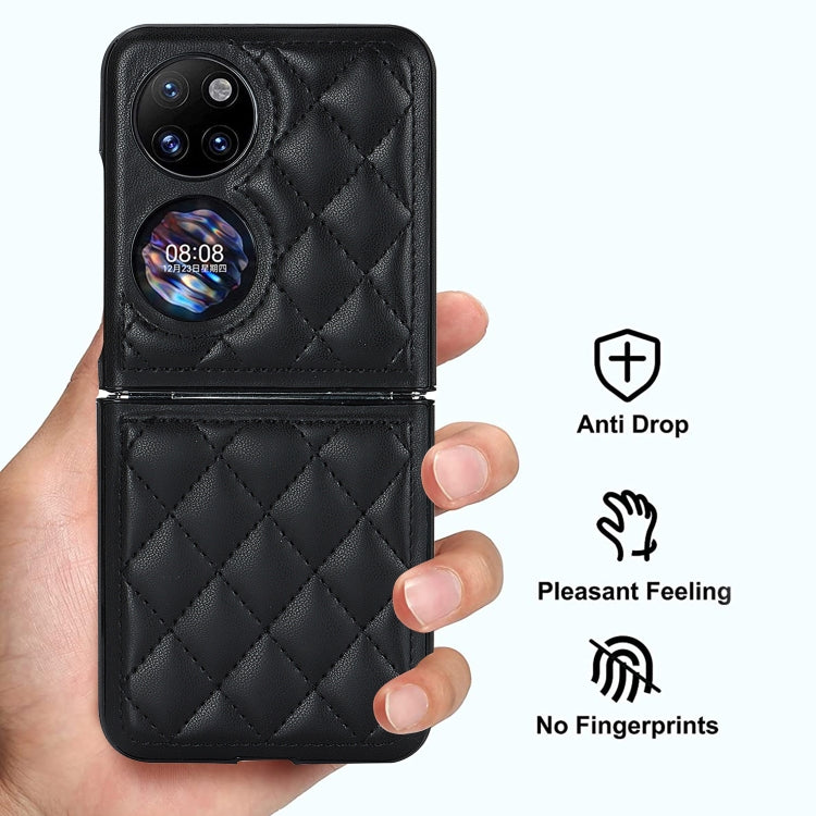 For Huawei P50 Pocket Rhombic Microfiber Folding Phone Case