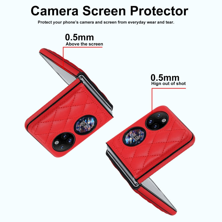 For Huawei P50 Pocket Rhombic Microfiber Folding Phone Case