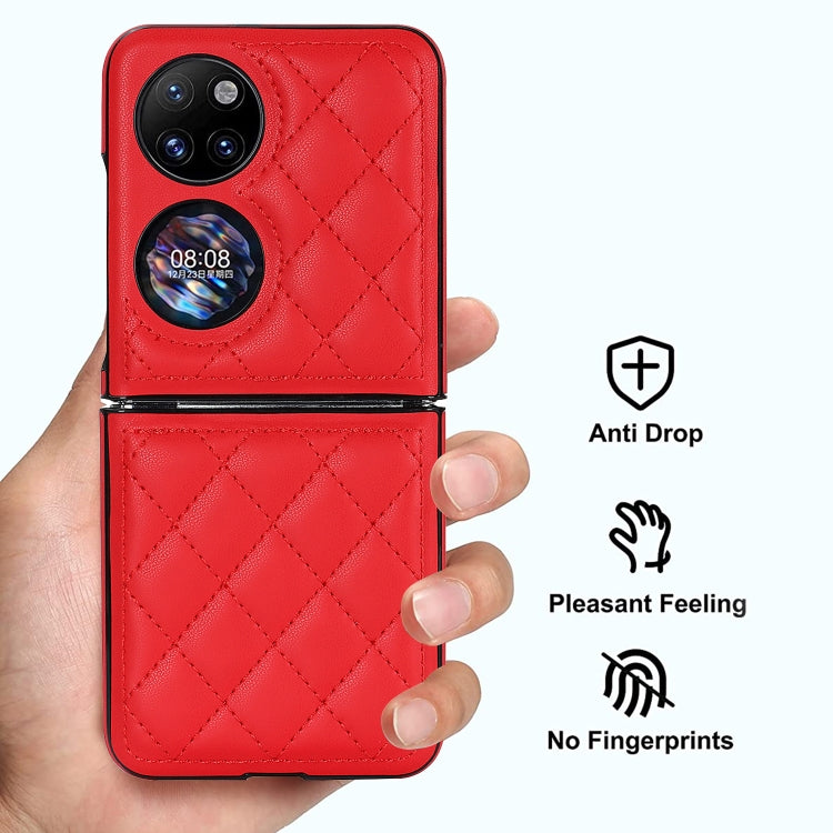 For Huawei P50 Pocket Rhombic Microfiber Folding Phone Case