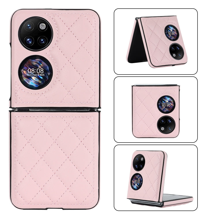 For Huawei P50 Pocket Rhombic Microfiber Folding Phone Case