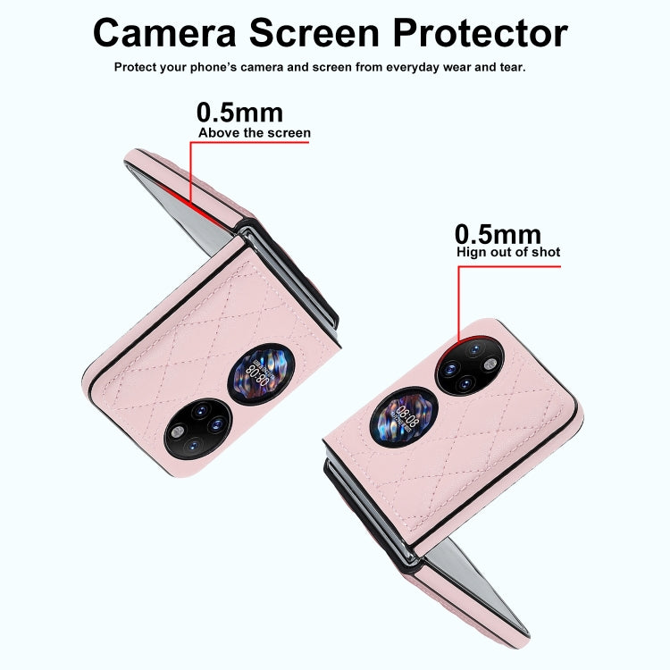 For Huawei P50 Pocket Rhombic Microfiber Folding Phone Case