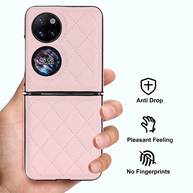 For Huawei P50 Pocket Rhombic Microfiber Folding Phone Case