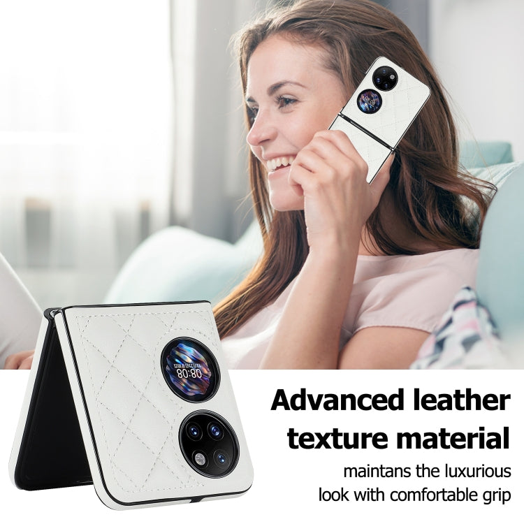 For Huawei P50 Pocket Rhombic Microfiber Folding Phone Case