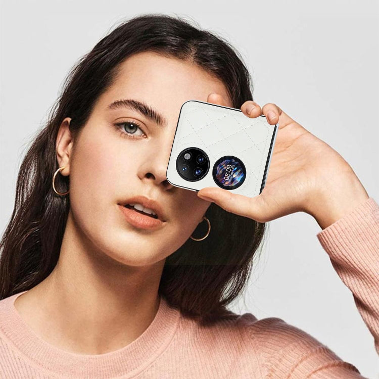 For Huawei P50 Pocket Rhombic Microfiber Folding Phone Case