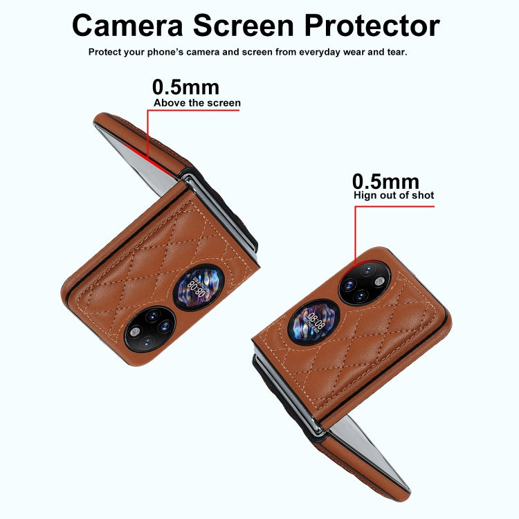 For Huawei P50 Pocket Rhombic Microfiber Folding Phone Case