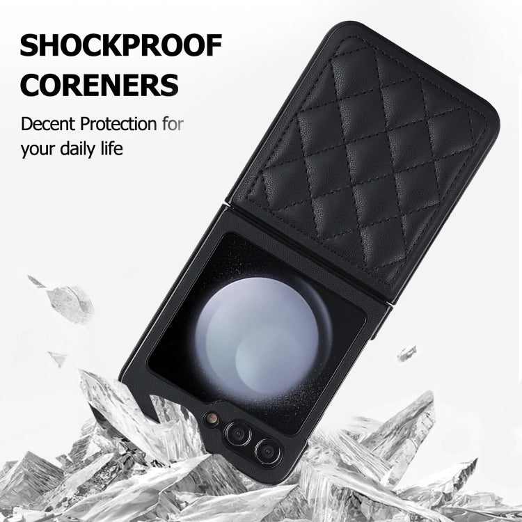 For Samsung Galaxy Z Flip5 Rhombic Microfiber Folding Phone Case
