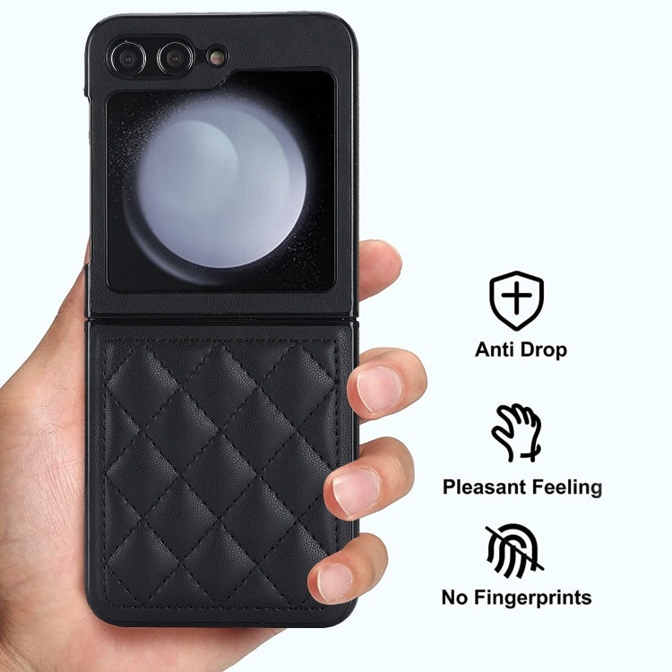 For Samsung Galaxy Z Flip5 Rhombic Microfiber Folding Phone Case