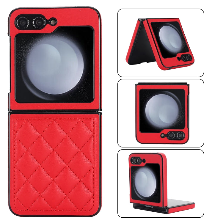 For Samsung Galaxy Z Flip5 Rhombic Microfiber Folding Phone Case