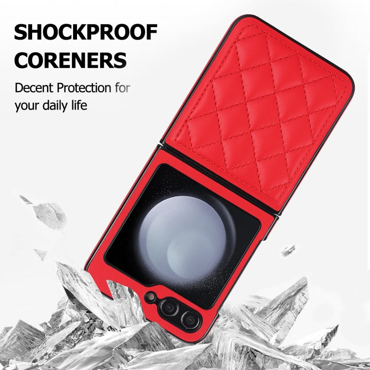 For Samsung Galaxy Z Flip5 Rhombic Microfiber Folding Phone Case