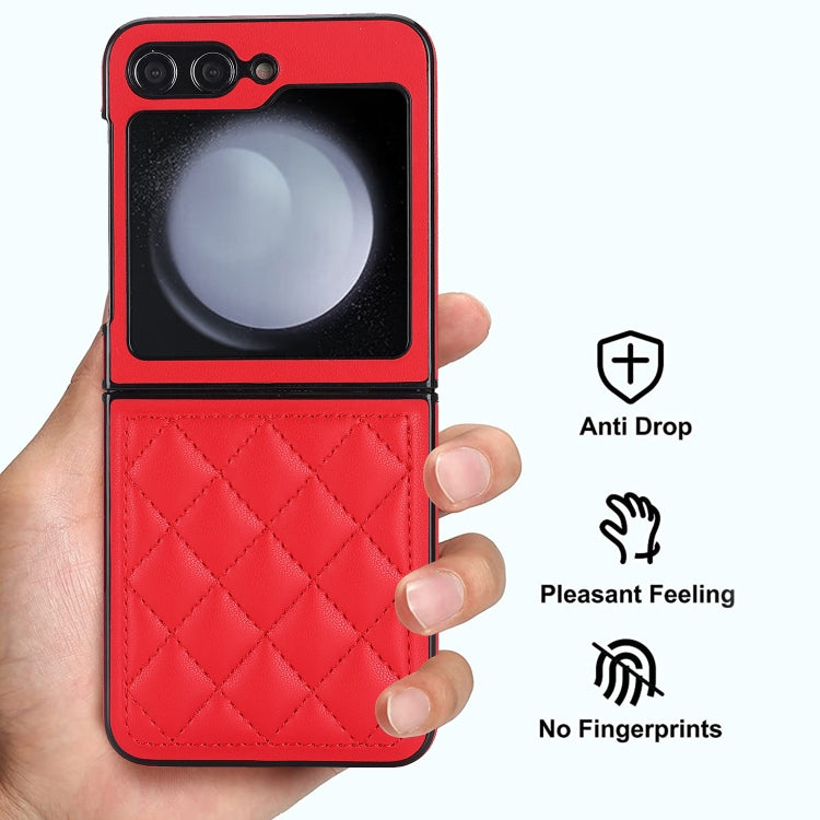 For Samsung Galaxy Z Flip5 Rhombic Microfiber Folding Phone Case