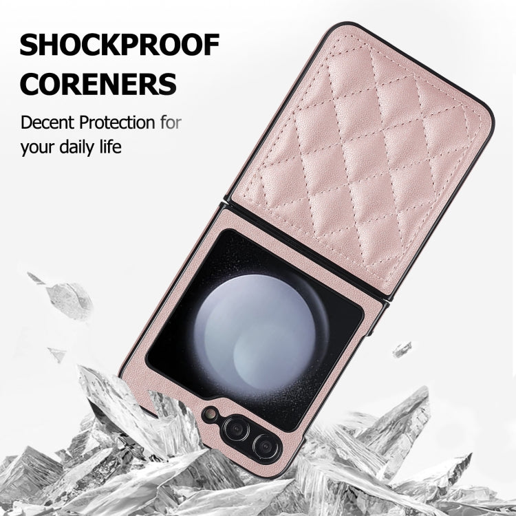 For Samsung Galaxy Z Flip5 Rhombic Microfiber Folding Phone Case