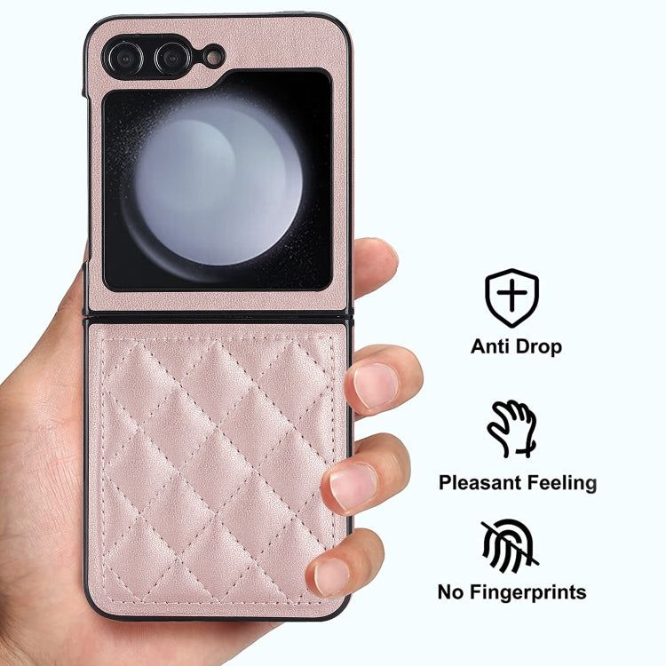 For Samsung Galaxy Z Flip5 Rhombic Microfiber Folding Phone Case