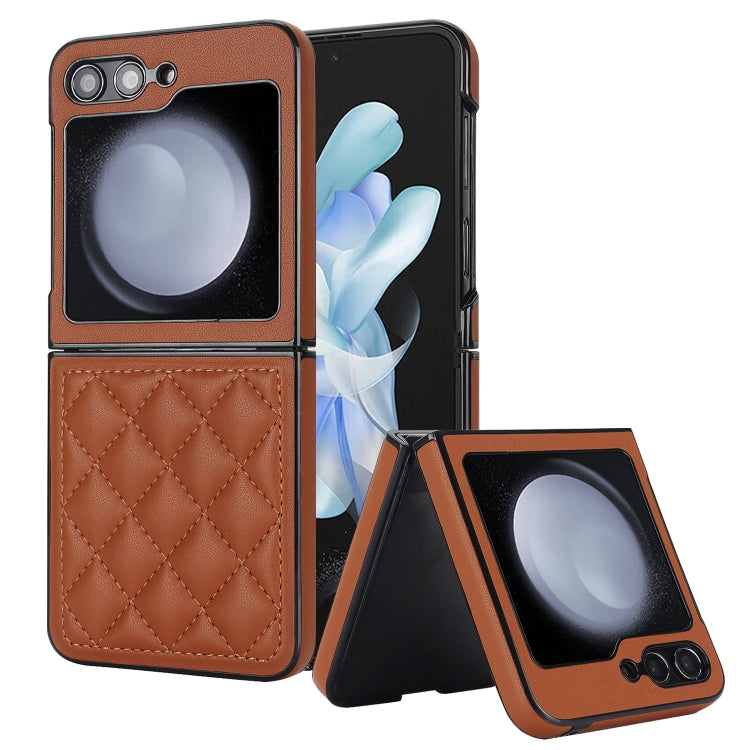 For Samsung Galaxy Z Flip5 Rhombic Microfiber Folding Phone Case