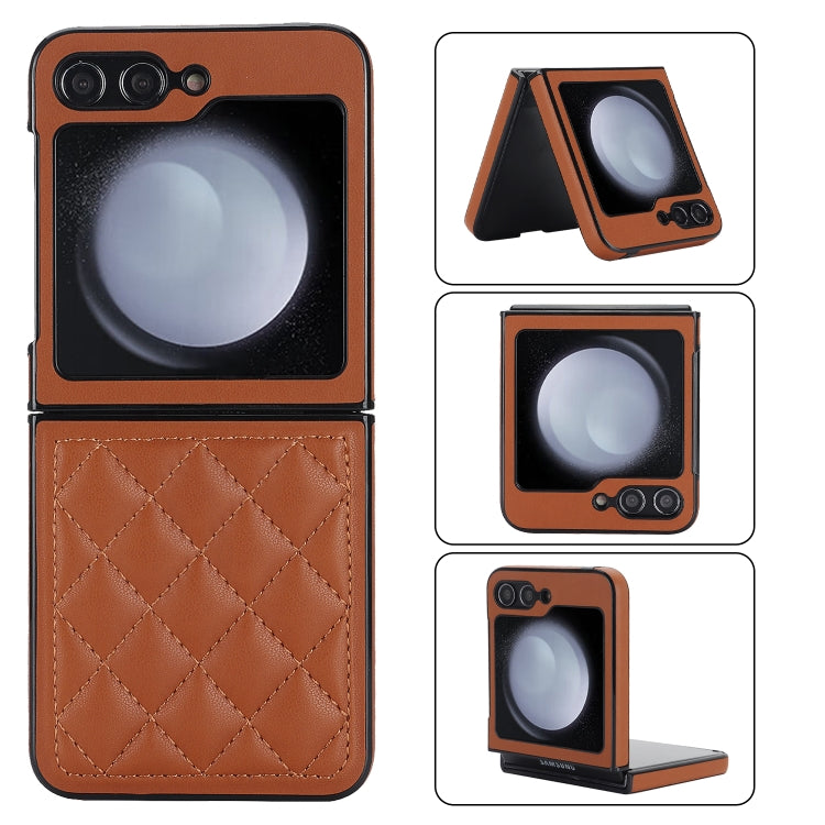 For Samsung Galaxy Z Flip5 Rhombic Microfiber Folding Phone Case