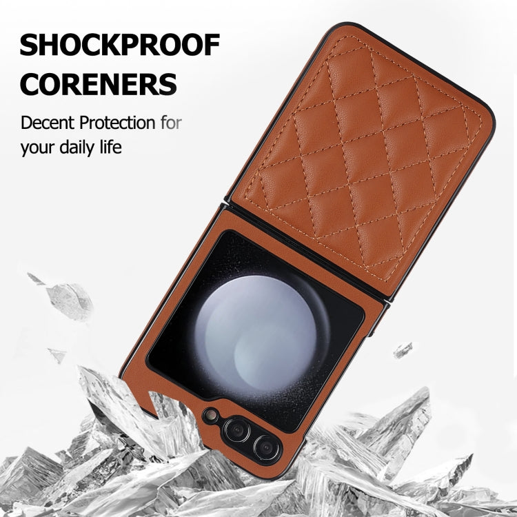 For Samsung Galaxy Z Flip5 Rhombic Microfiber Folding Phone Case