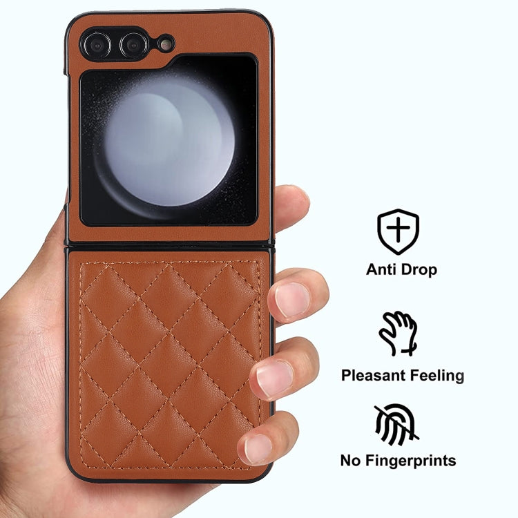 For Samsung Galaxy Z Flip5 Rhombic Microfiber Folding Phone Case