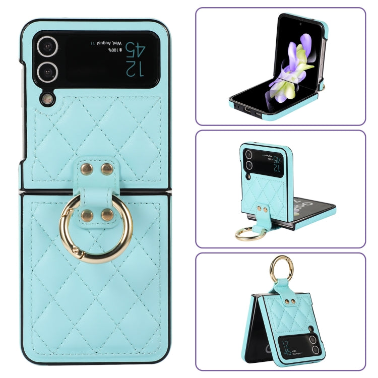 For Samsung Galaxy Z Flip4 Rhombic Microfiber Folding Phone Case with Ring