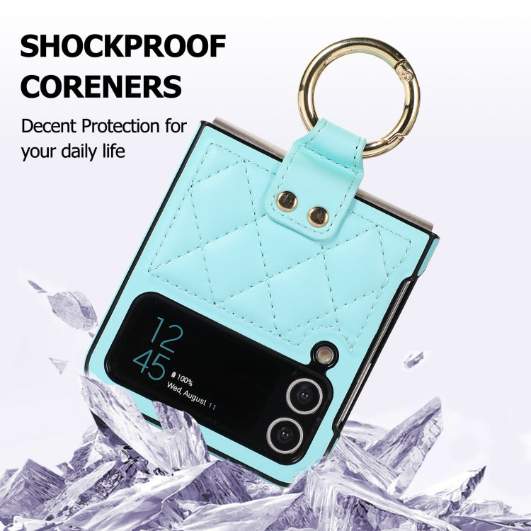For Samsung Galaxy Z Flip4 Rhombic Microfiber Folding Phone Case with Ring