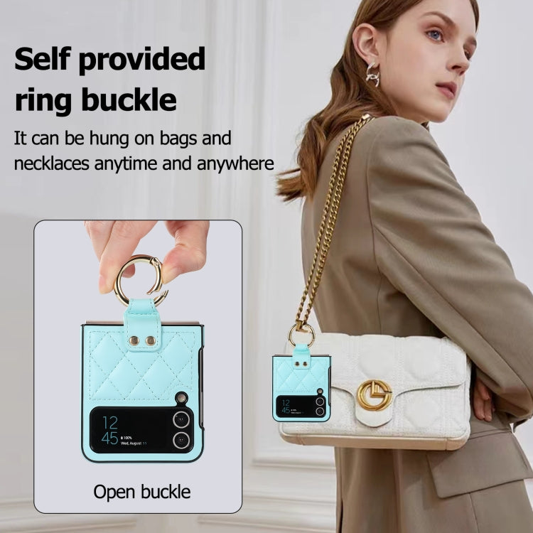 For Samsung Galaxy Z Flip4 Rhombic Microfiber Folding Phone Case with Ring