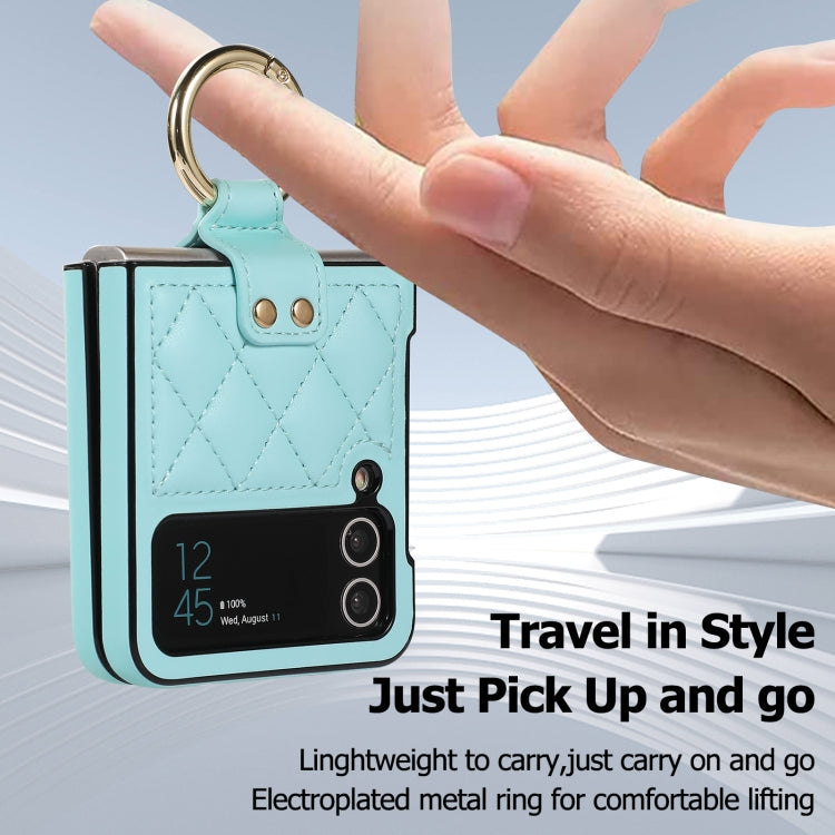 For Samsung Galaxy Z Flip4 Rhombic Microfiber Folding Phone Case with Ring