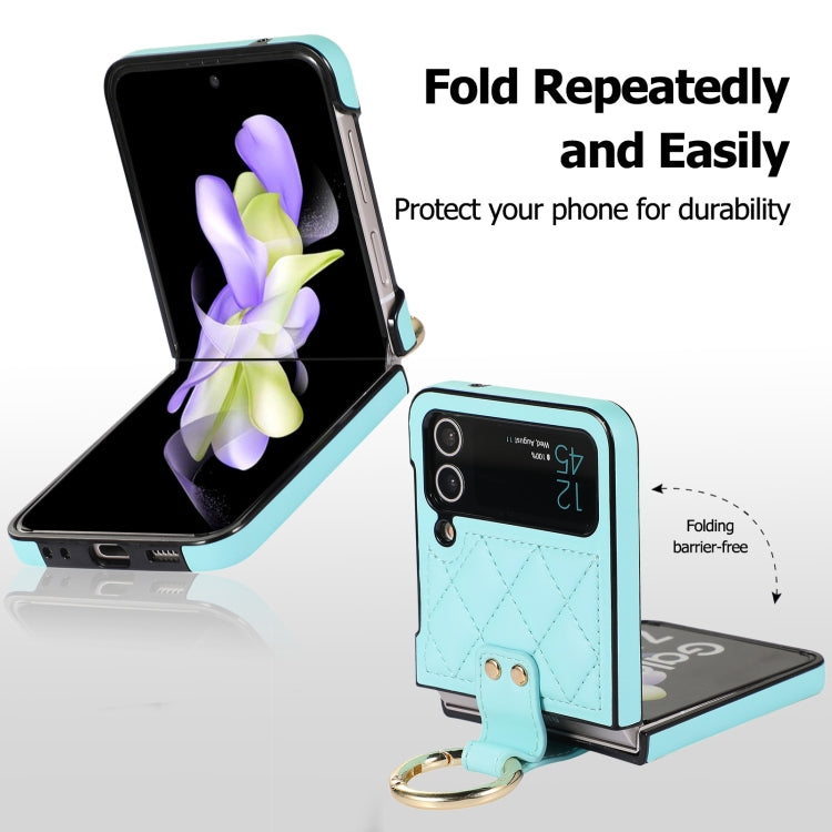 For Samsung Galaxy Z Flip4 Rhombic Microfiber Folding Phone Case with Ring