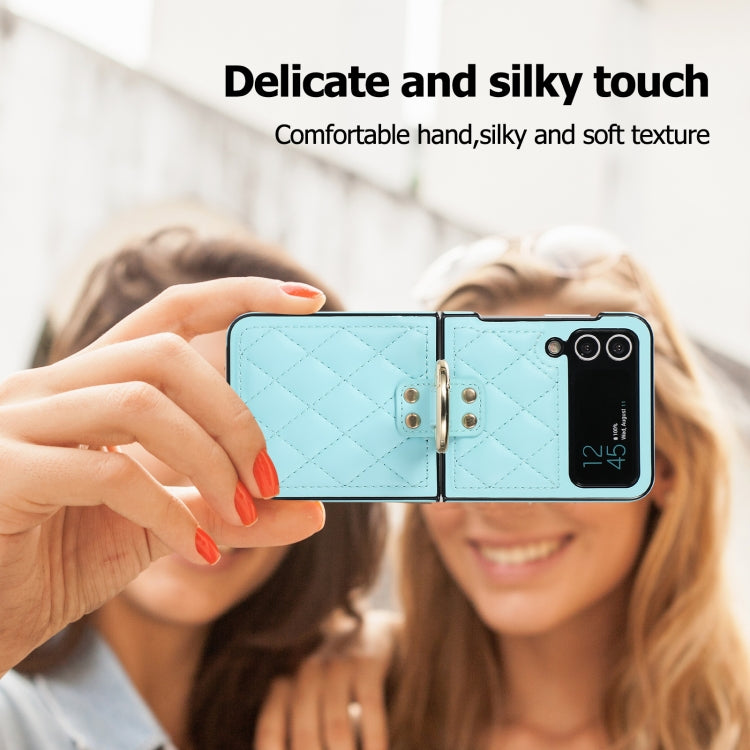 For Samsung Galaxy Z Flip4 Rhombic Microfiber Folding Phone Case with Ring