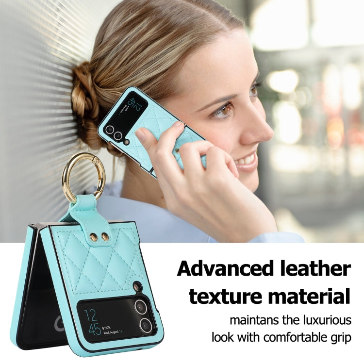 For Samsung Galaxy Z Flip4 Rhombic Microfiber Folding Phone Case with Ring