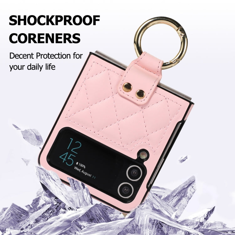 For Samsung Galaxy Z Flip4 Rhombic Microfiber Folding Phone Case with Ring