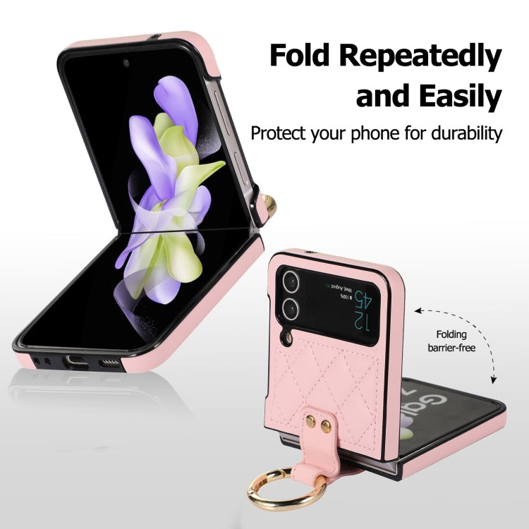 For Samsung Galaxy Z Flip4 Rhombic Microfiber Folding Phone Case with Ring