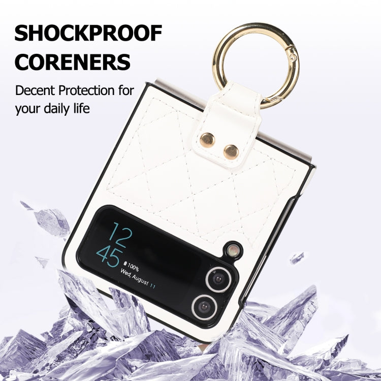 For Samsung Galaxy Z Flip4 Rhombic Microfiber Folding Phone Case with Ring