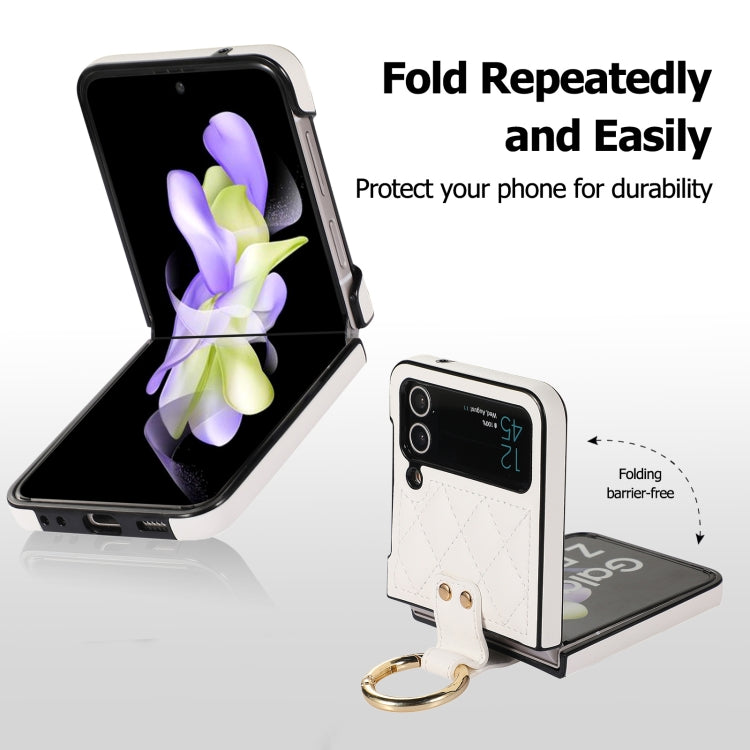 For Samsung Galaxy Z Flip4 Rhombic Microfiber Folding Phone Case with Ring