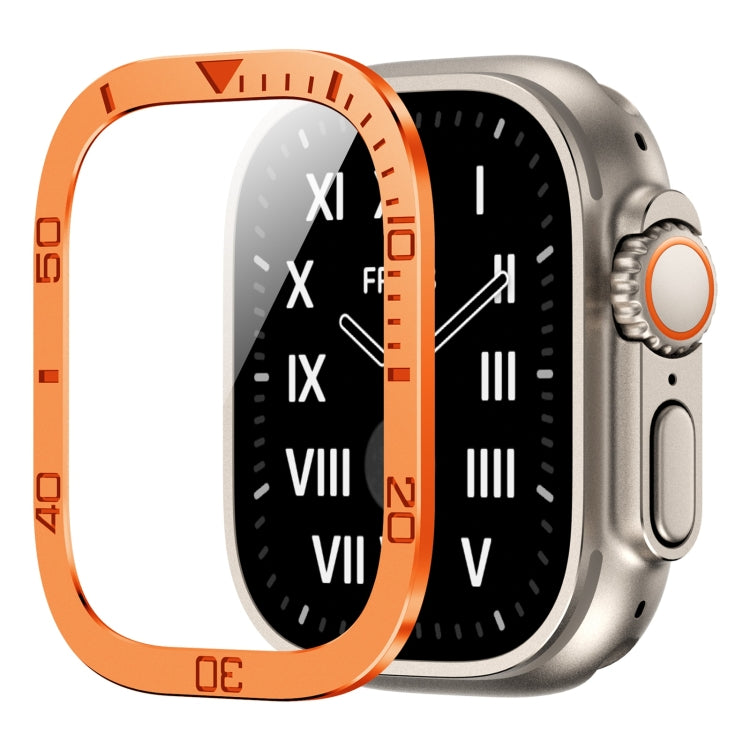 For Apple Watch Ultra 49mm Number Ring Metal Frame Integrated Tempered Film
